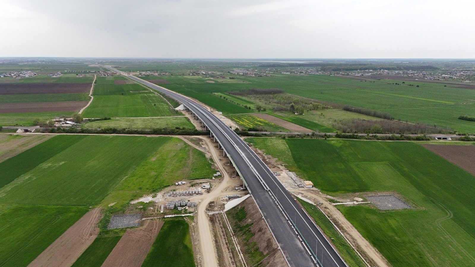 Motorway corridor crossing farmland south of Bucharest